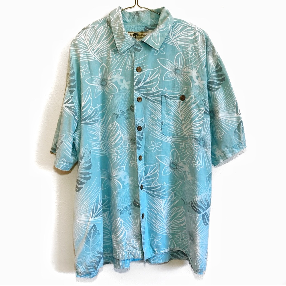 Vintage Joe Marlin Button Hawaiian Shirt Blue L